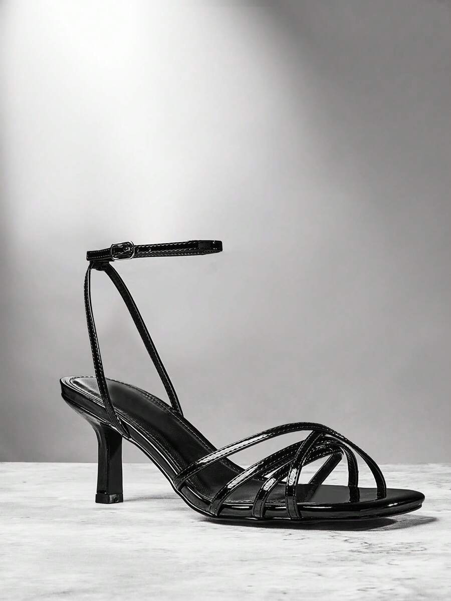 SHUZIA Women's Fashion Daily Versatile Crisscross Heeled Sandals - Black - View 1