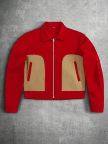 PAVTROS Men's Casual Street Style Long Sleeve Jacket - Red - View 4