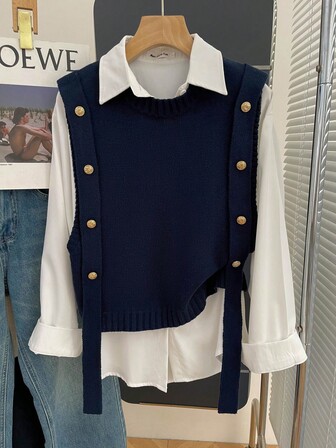 INAWLY 宽松无袖毛衣背心