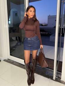 Milla Jasmine ملابس علوية كبير الياقة بلون أبيض ساده مناسب للخريف والشتاء - قهوة بني - مشاهدة 1