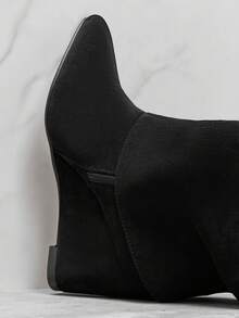 SHUZIA Women's Fashionable Comfortable Point Toe Faux Suede Fold Over Knee High Wedge Heel Boots For Christmas