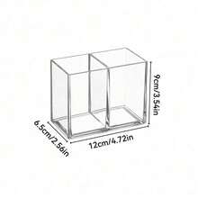 1PC Transparent Acrylic Cosmetic Brush Holder, Desktop Vanity Organizer For Lipstick, Eyebrow Pencil, Skin Care Products And Makeup Mirror - transparent - View 11