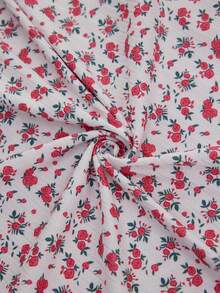 CottageSlumber 2件套加大码女式休闲碎花圆领条纹印花长袖上衣和裤子睡衣套装，冬季服装 - 白色 - 查看 7