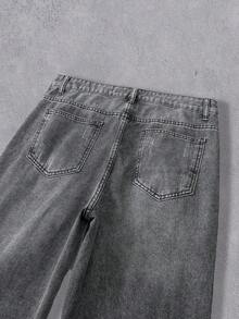Manfinity Denimwave 男士纯色做旧口袋休闲百搭牛仔裤 男士叠层牛仔裤 - 淺灰色 - 查看 8