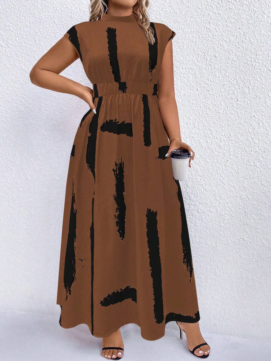 EMERY ROSE Đầm Maxi Cổ Chữ V Họa Tiết Chấm Bi Plus Cho Nữ - Nhiều màu - Xem 1