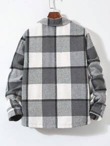 SHEIN Vacaura Teenage Boys' Fashionable Outdoor Sports Casual Thick Long Sleeve Plaid Flannel Shacket, Autumn/Winter