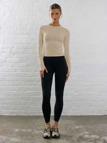 Musera Sport Long Sleeve Slinky Thumb Hole Cropped Active-Wear Top , Padel, Tennis, Pickleball Gym Yoga Pilates Fitness Fall Daily Casual