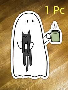 1pc/3pcs Waterproof Vinyl Funny Black And White Cat Sticker Adds Calm And Character For Laptops Notebooks Water Bottles Journals Desks Mirrors Ideal For Cat Lovers Minimalist Decor Fans Animal Enthusiasts Charming Gift For Pet Owners And Friends Cute Home Office Decor - 白色 - 查看 10