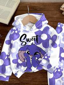 Bộ quần áo len chui đầu in hình thỏ xanh hoạt hình dễ thương thoải mái cho bé gái, phù hợp cho mùa thu/đông - Nhiều màu - Xem 8