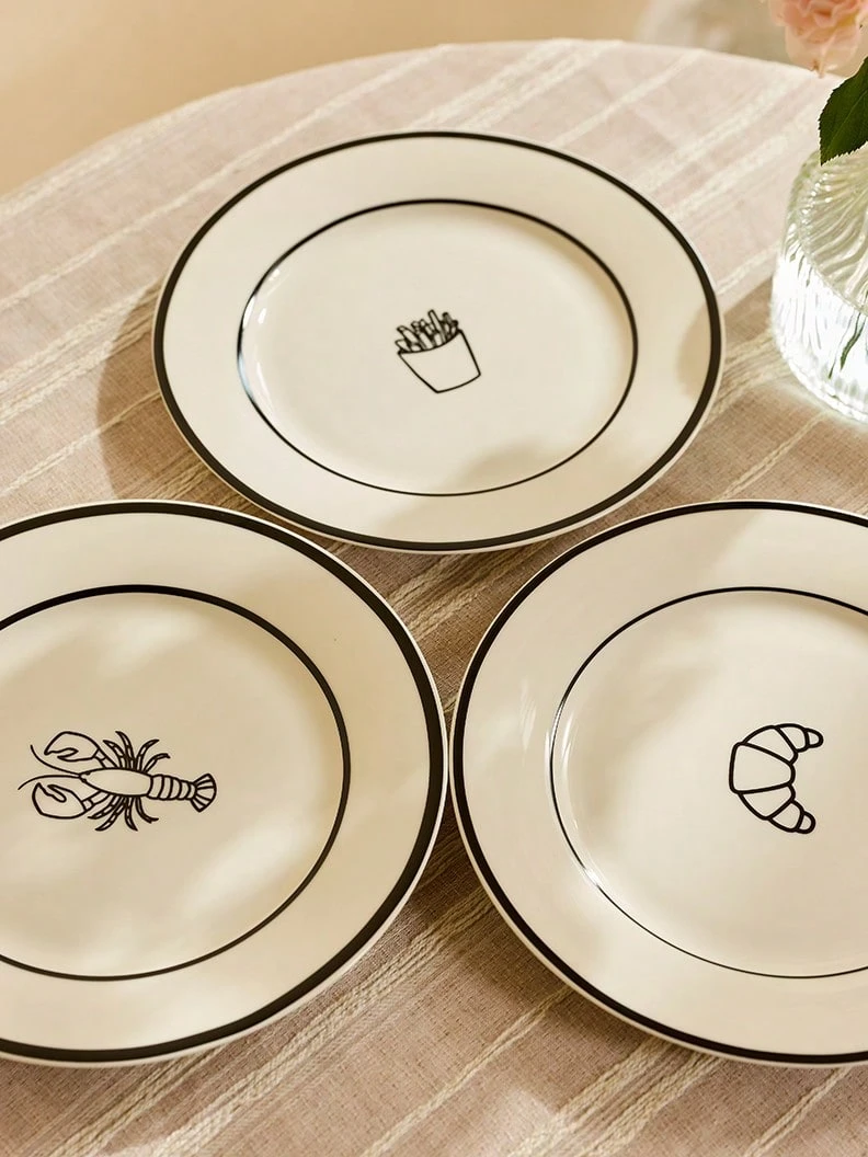 Cirelle 1PC Ceramic Plates Used In The Kitchen, With Various Different Elements In The Plates Suitable For Use By Various People - Multicolor - Ver 1