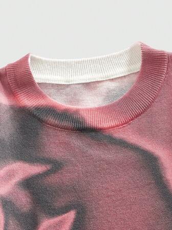 Street Life Pull col rond pour hommes en tricot avec ombre de silhouette en couleur vive