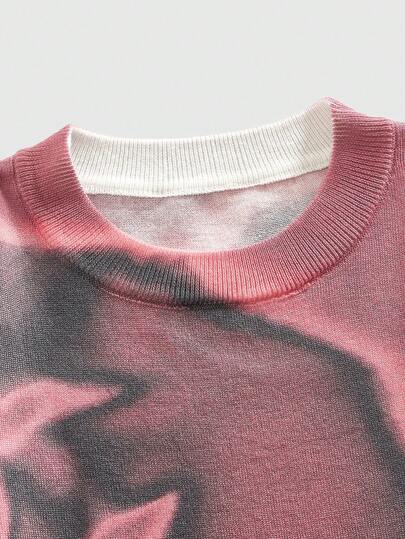 Street Life Men's Crew Neck Bright Color Figure Shadow Knit Sweater