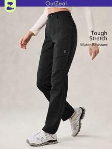 OutZeal 女士无氟防水弹力口袋户外裤，适合徒步露营，秋冬季 - 黑色 - 查看 1