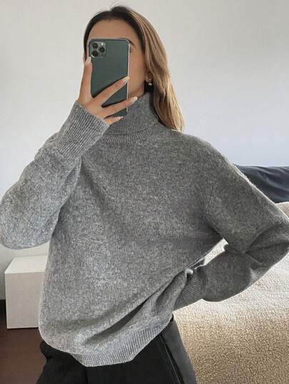 DAZY Jersey de cuello alto informal para mujer