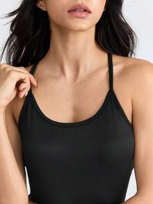 Loungeista 黑色休闲露背连体裤，简约时尚日常连体裤