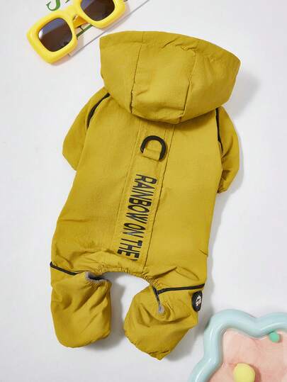 PETSIN 柔软加厚宠物连体衣 – 可爱的四脚抓绒睡衣，适合小型犬猫，秋冬季舒适玩耍和放松的服装