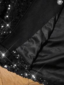 Revavyn 女士短款外套，饰有亮片和人造毛皮边饰，高端派对风格 - 黑色 - 查看 6