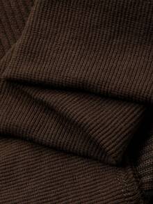 Dazy Plus Plus Size Women Half-Zip Solid Color Long Sleeve Pullover Sweatshirt, Street Style - Coffee Brown - View 7