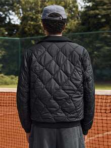 SWAVVY 男士纯色拉链休闲宽松冬季长袖外套 - 黑色 - 查看 2