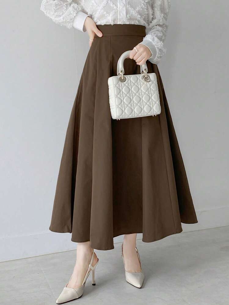 High Waist A-Line Skirt, Slimming Flared Skirt, Office Wear Suit Skirt For Women