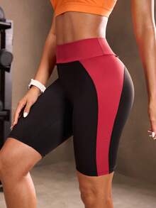 Powerista Shorts Casuais de Fitness Femininos com Cores Contrastantes