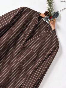 Rusticease 女士条纹V领长袖休闲口袋纹理衬衫 - 彩色 - 查看 3