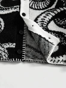 ROMWE MEN Anime 男士暗黑系动漫主题针织毛衣 - 黑與白 - 查看 5