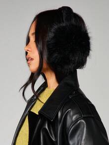 MISSGUIDED Faux Fur Winter Earmuffs For Cold Weather Protection Adjustable Headband Style - Black - View 2