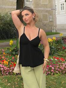 Jeta Ari Của phụ nữ Dây đeo Mì Ý  Ren Vá lại Áo ba lỗ - màu đen - Xem 5