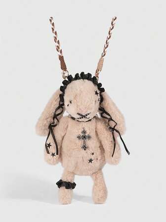 Grunge Punk حقيبة ظهر على شكل أرنب صليب داكن بطراز بانك، حقيبة كروس بودي لطالب في عيد الهالوين، قلادة بنك مزينة بالزوايا، مناسبة للسفر اليومي وهدايا عيد الميلاد