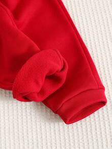 SHEIN 2pcs/Set Baby Boy/Girl Casual Cute Versatile Red & Blue Striped Hoodie Sweatshirt And Jogger Pants Tracksuit, Unisex Baby Clothes, Baby Winter Clothes - Multicolor - View 4