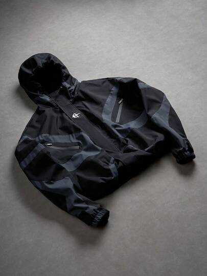 PAVTROS Áo khoác nam dài tay Manfinity Streetrush thiết kế phối màu, phù hợp cho mùa xuân và mùa thu, áo khoác phong cách techwear, áo khoác họa tiết đen, áo khoác có khóa kéo, áo khoác gió dài tay nam, áo khoác ngắn dài tay nam.