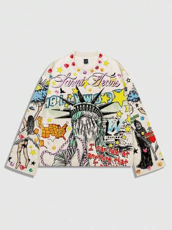 Street Life Unisex Casual Long Sleeve Printed T-Shirt