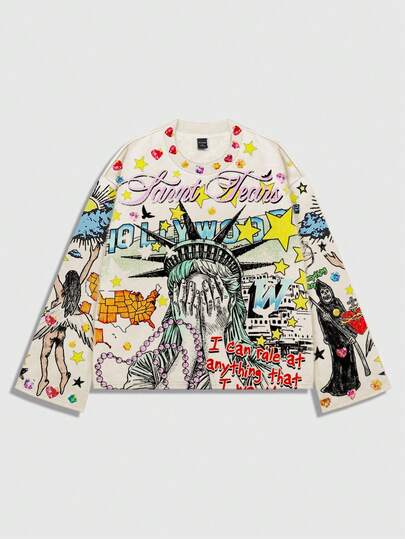 Street Life Unisex Casual Long Sleeve Printed T-Shirt