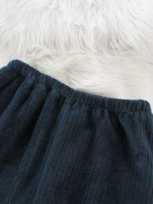 2pcs Teenage Boys' Plush Plush Deep Blue Casual Comfortable Lapel Collar Cardigan Long Sleeve Top And Pants Loungewear Set - Blue - View 7