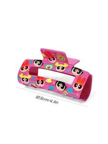 THE POWERPUFF GIRLS X SHEIN Fashion Rose Pink Large Size Claw Hairpin Cute Printing Suitable For Styling Beauty Use Y2K When Tying Hair,Gift Ideas - 玫紅色 - 查看 4