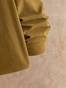 Manfinity NXTstreet Áo khoác vest nam dài tay vải nhung kẻ đi làm thường ngày, màu nâu cà phê, thu/đông - Cà phê nâu - Xem 4