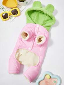 PETSIN Cuddly Thick Pet Jumpsuit – Cute Four-Legged Fleece Pajamas For Small Dogs & Cats, Cozy Autumn/Winter Outfit For Play And Relaxation - Pink - View 4