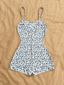 Soleia New Adjustable Strap Ditsy Floral Romper, Suitable For Party, Date, Valentine's Day, Easter, Carnival, Afternoon Tea, Beach, Cruise, City Vacation, Bohemian, Boho, Romantic Floral, Vacation, Floral Beach, Beach Outfit For Women Summer - Multicolor - View 5