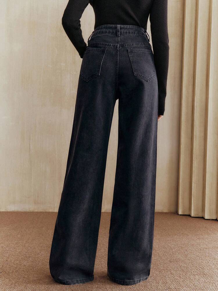 Jeans droits noirs ornés d'une rose scintillante, nouveauté pour la Saint-Valentin pour femmes