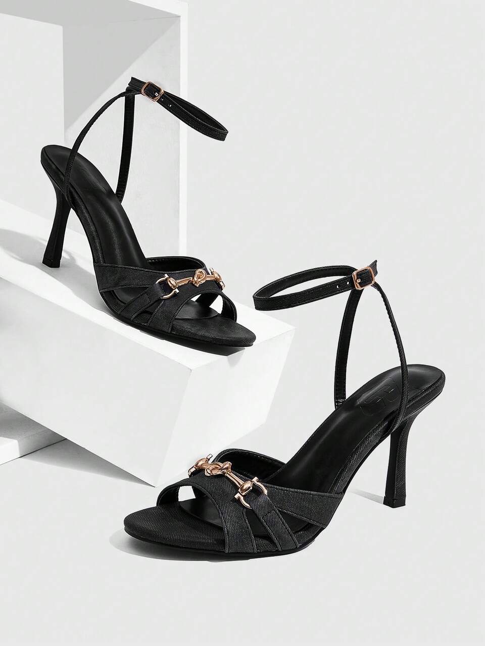 CUCCOO SZL Women's Metal Decor Fashion Daily Wear Buckle Design High Heel Sandals