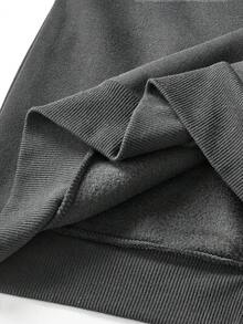 SHEIN Tween Girl Grey Solid Color Hooded Sweatshirt - Grey - View 10