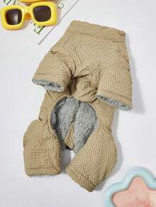 PETSIN 柔软加厚宠物连体衣 – 可爱的四脚抓绒睡衣，适合小型犬猫，秋冬季舒适玩耍和放松的服装