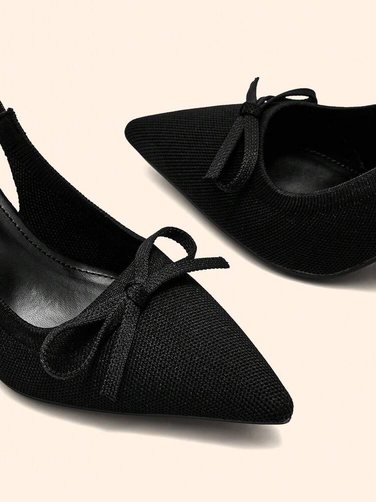 CUCCOO BASICS Women's Fashion Fabric Backstrap Chunky Heel Pointed Toe Commuter Slingback Shoes, Suitable For Dates, Parties, And Vacations For Christmas Spring Shoes