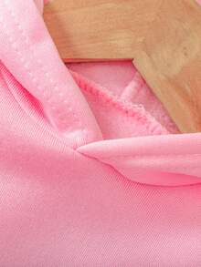 SHEIN Áo nỉ dài tay có mũ in hình nơ tối giản dễ thương cho bé gái, thích hợp cho các hoạt động ngoài trời mùa thu/đông. Áo nỉ màu hồng cho bé gái. - Hồng - Xem 3