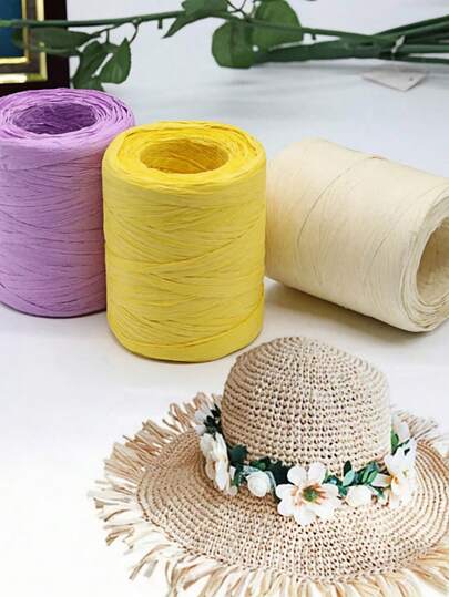 Cuerda de papel de rafia, cinta de colores para manualidades para envolver regalos, tejer, lazos, macramé, joyería y decoración | Fibra de yute natural