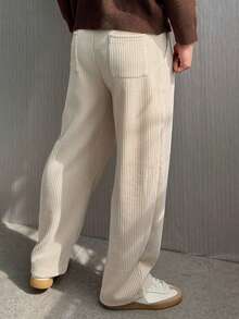 DAZY Quần nhung kẻ cạp chun cho nam, màu be, mùa thu - Màu be - Xem 2