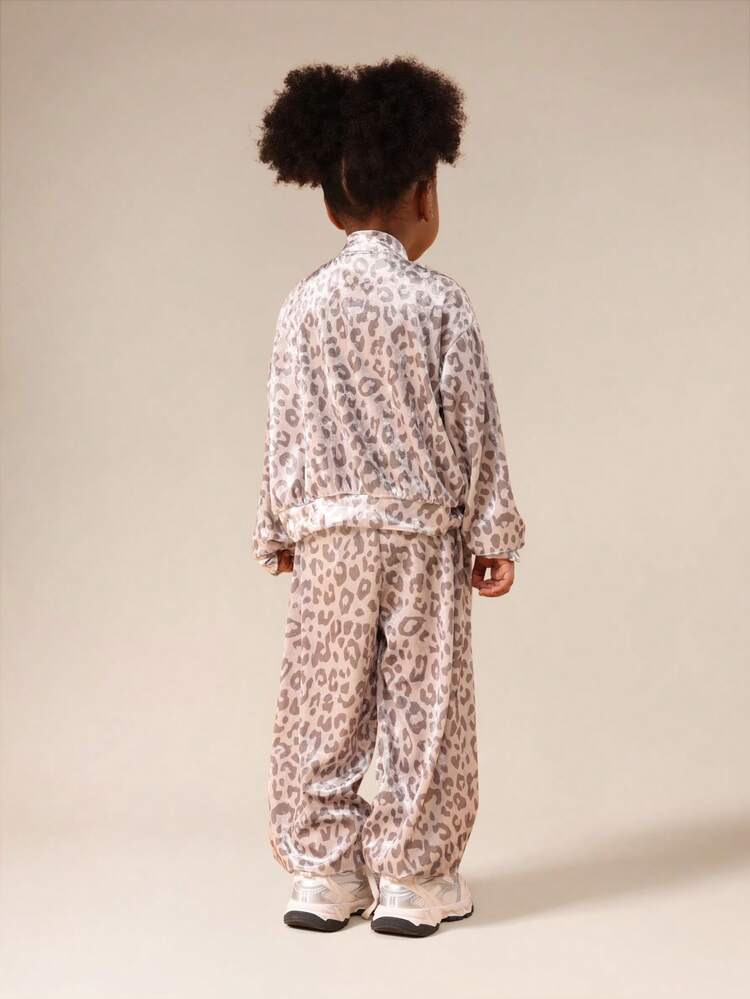 Leopard Print Velvet Hoodie And Jogger Set