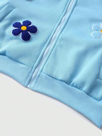 Street Life Men's Floral Applique Hooded Sweatshirt Sweatshirt, Streetwear, Autumn/Winter