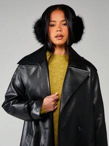 MISSGUIDED Faux Fur Winter Earmuffs For Cold Weather Protection Adjustable Headband Style - Black - View 3